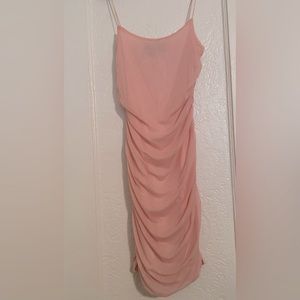 Polly & Ester Dusty Pink Ruched Sheer Bodycon Dress